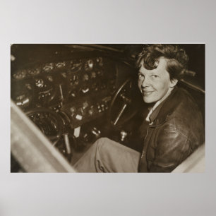 Amelia Earhart Onverwachte Luchtfoto van het Vlieg Poster