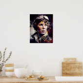 Amelia Earhart Originele olieverfschilderij Art Pr Poster (Keuken)