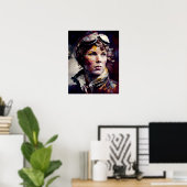 Amelia Earhart Originele olieverfschilderij Art Pr Poster (Thuiskantoor)