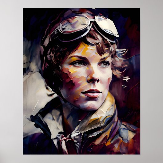 Amelia Earhart Originele olieverfschilderij Art Pr Poster (Voorkant)