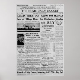 Amelia Earhart stuurt radio SOS 3 juli 1937 uit Poster
