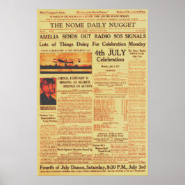 Amelia Earhart stuurt radio SOS Sepia 1937  Poster