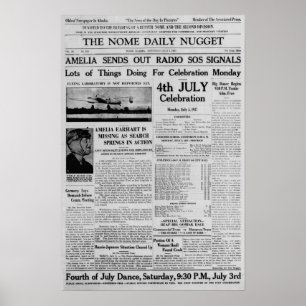 Amelia Earhart Stuurt Radio Sos Uit Op 3 Juli 1937 Poster