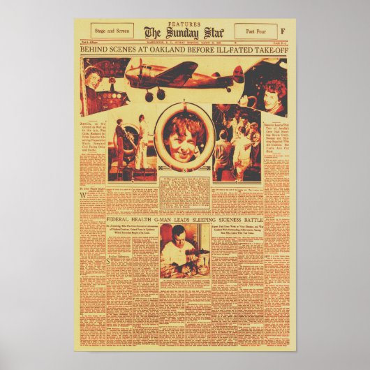 Amelia Earhart voor de ronde van de wereldvlucht 1 Poster (Voorkant)