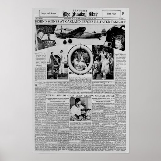 Amelia Earhart voor de ronde van de wereldvlucht 1 Poster (Voorkant)