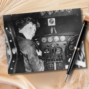 Amelia Earhart Zwart Wit Foto Luchtvaart Vintage Briefkaart