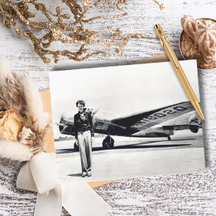 Amelia Earhart Zwart-Wit Foto,Verjaardag Luchtvaar Briefkaart