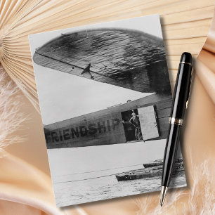 Amelia Earhart Zwart Wit Foto Vliegtuig Verjaardag Briefkaart