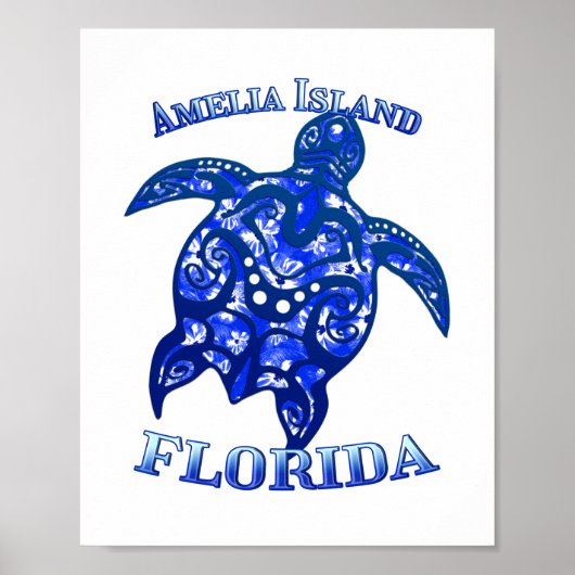 Amelia Florida Vacation Tribal Turtle Poster (Voorkant)