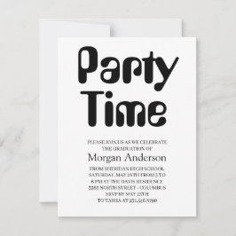 Amelia Font Zwart Wit Elegante Afstudeerfeestkaart RSVP Kaartje