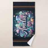 Amelia gepersonaliseerde oceaankwal onder water badhanddoek (Badhanddoek)
