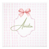 Amelia gepersonaliseerde roze strik & gingham prin foto afdruk (Voorkant)
