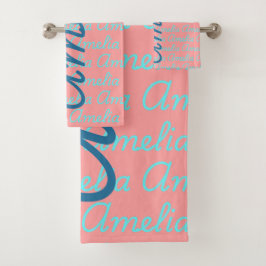 Amelia Handtekening Naam Patroon Ontwerp Bad Handdoek