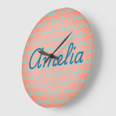 Amelia Handtekening Naam Patroon Ontwerp Grote Klok (Hoek)