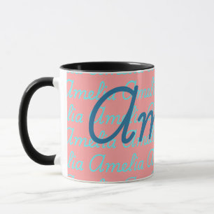 Amelia handtekening naam patroon ontwerp mok