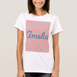 Amelia Handtekening Naam Patroon Ontwerp T-shirt