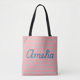 Amelia handtekening naam patroonontwerp tote bag
