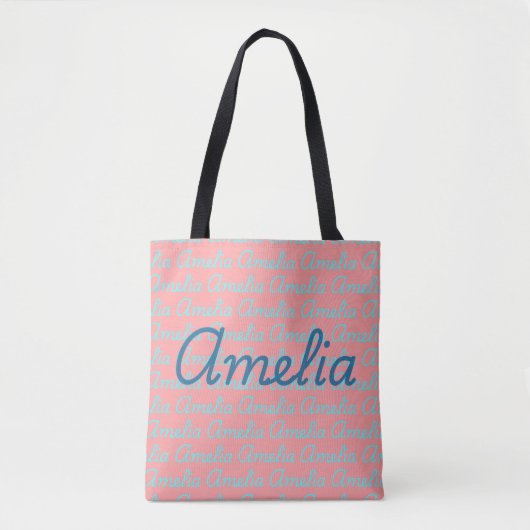 Amelia handtekening naam patroonontwerp tote bag (Voorkant)