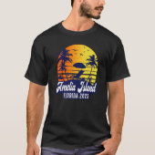 Amelia Island 2023 Florida Sunset Beach Retro Prem T-shirt (Voorkant)