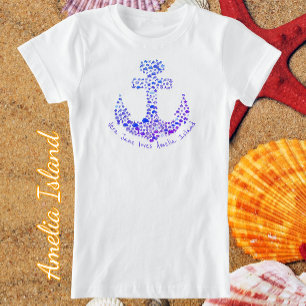 Amelia Island FL Zee Creatures Anchor and Name T-shirt