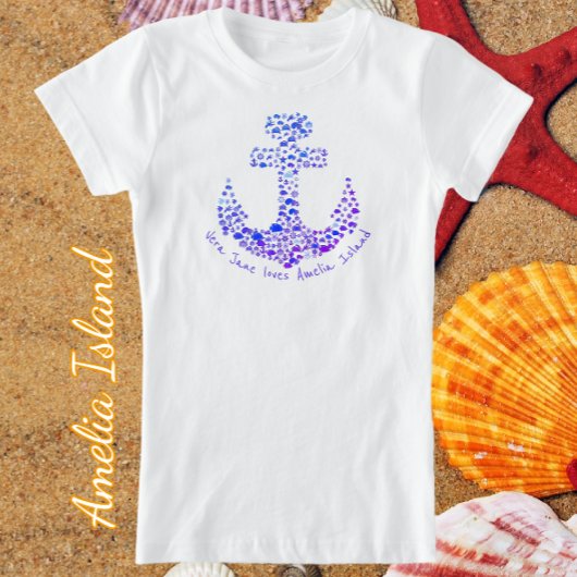 Amelia Island FL Zee Creatures Anchor and Name T-shirt