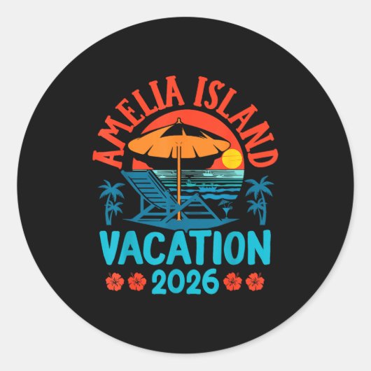 Amelia Island Florida 2026 Vacation Beach Summer V Ronde Sticker (Voorkant)