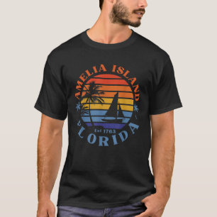 Amelia Island Florida Beach Zeilboot Zomer Vakanti T-shirt