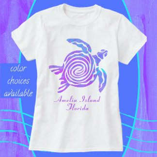 Amelia Island Florida Colorful Zee Turtle T-shirt