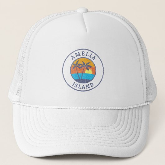 Amelia Island, Florida Faded Classic Style Trucker Pet (Voorkant)