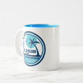 Amelia Island Florida Palm Tree Vogels Tweekleurige Koffiemok (Voorkant links)