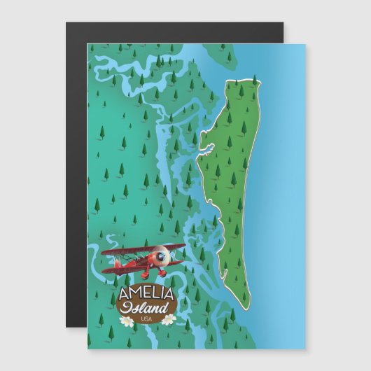 Amelia Island Florida reiskaart. (Voorkant / Achterkant)