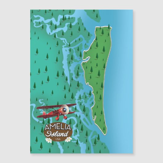 Amelia Island Florida reiskaart. (Voorkant)