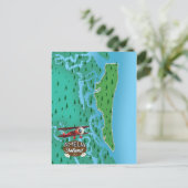 Amelia Island Florida reiskaart. Briefkaart (Staand voorkant)