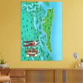 Amelia Island Florida reiskaart. Canvas Afdruk (Insitu (Woonkamer))