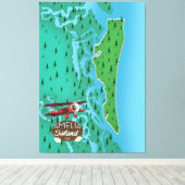 Amelia Island Florida reiskaart. Canvas Afdruk (Insitu (Houten vloer))