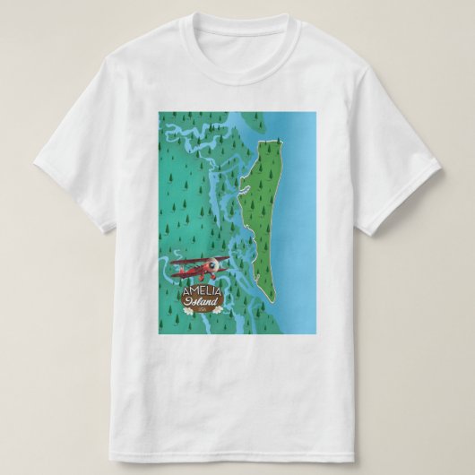 Amelia Island Florida reiskaart. T-shirt (Design voorkant)