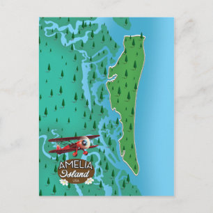 Amelia Island Florida reisplattegrond. Briefkaart