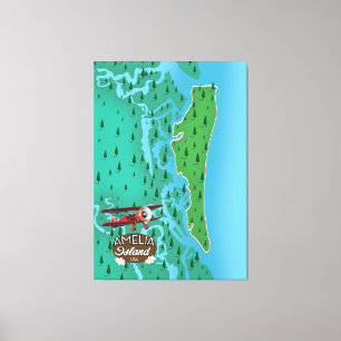 Amelia Island Florida reisplattegrond. Canvas Afdruk