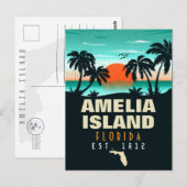 Amelia Island Florida Retro Sunset Souvenirs 80s Briefkaart (Voorkant / Achterkant)