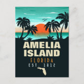 Amelia Island Florida Retro Sunset Souvenirs 80s Briefkaart (Voorkant)