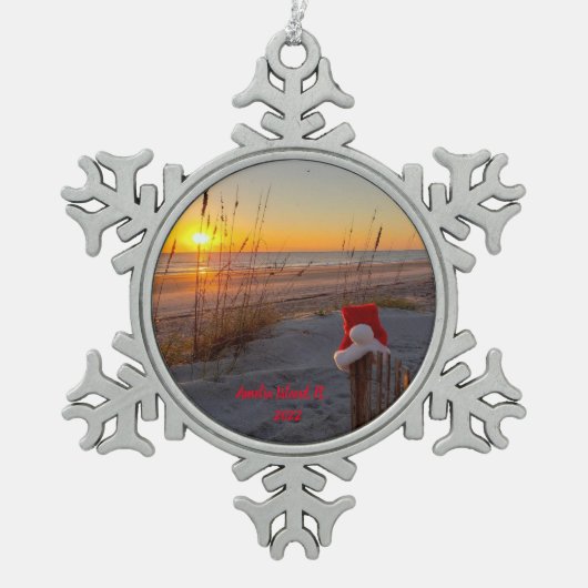 Amelia Island, Florida souvenir kerstversiering Tin Sneeuwvlok Ornament (Voorkant)