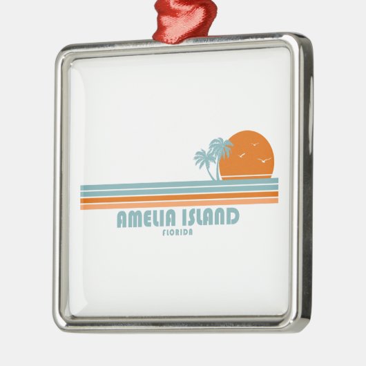 Amelia Island Florida Sun Palm Trees Metalen Ornament (Links)