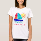 Amelia Island Florida Vacation Waterverf Sailboot T-shirt (Voorkant)