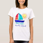 Amelia Island Florida Vacation Waterverf Sailboot T-shirt (Voorkant)