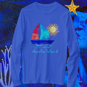 Amelia Island Florida Vacation Waterverf Sailboot T-shirt