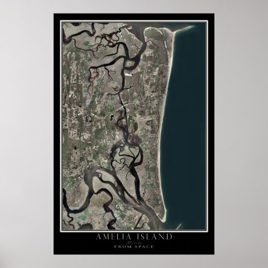 Amelia Island Florida van Space Satellite Map Poster (Voorkant)