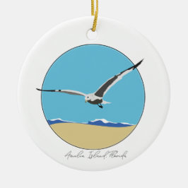Amelia Island, Florida Zee Gull over het strand Keramisch Ornament