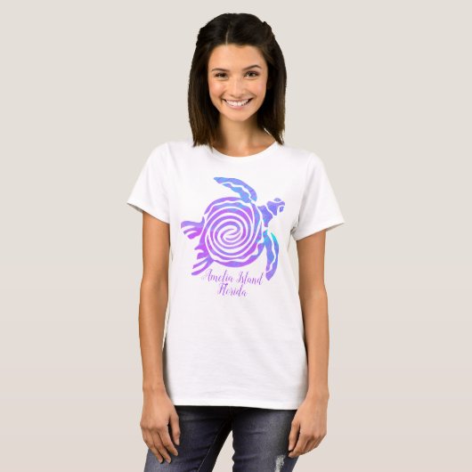 Amelia Island Florida Zee Turtle T-Shirt (Voorkant volledig)
