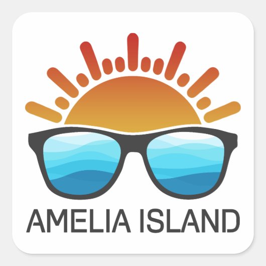Amelia Island Florida Zonnebril Vierkante Sticker (Voorkant)