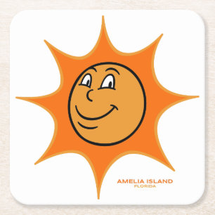 Amelia Island Grote lachende zon Kartonnen Onderzetters